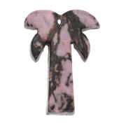 Pendentif palmier 28x22 mm en pierre gemme - Rhodonite x1