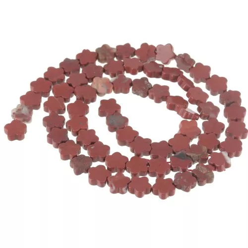 Perles fleur 6 mm en pierre gemme - Jaspe rouge x 38cm