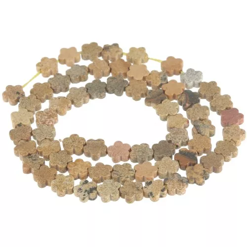 Perles fleur 6 mm en pierre gemme - Jaspe paysage x 38cm