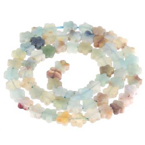 Perles fleur 6 mm en pierre gemme - Amazonite x 38cm