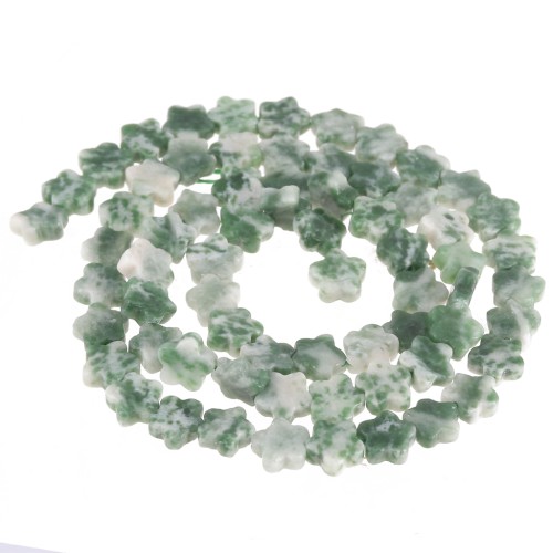 Perles fleur 6 mm en pierre gemme - Quartzite vert x 38cm