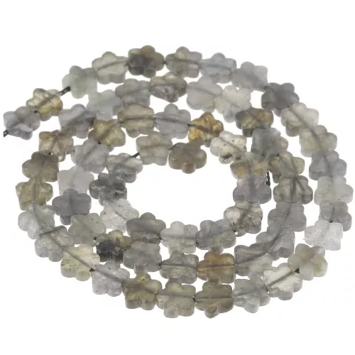 Perles fleur 6 mm en pierre gemme - Labradorite x 38cm