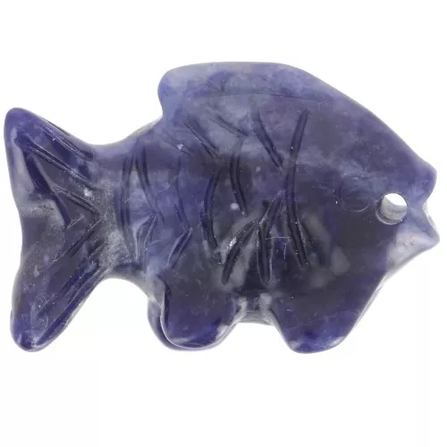 Pendentif poisson 20x31 mm en pierre gemme - Sodalite x1