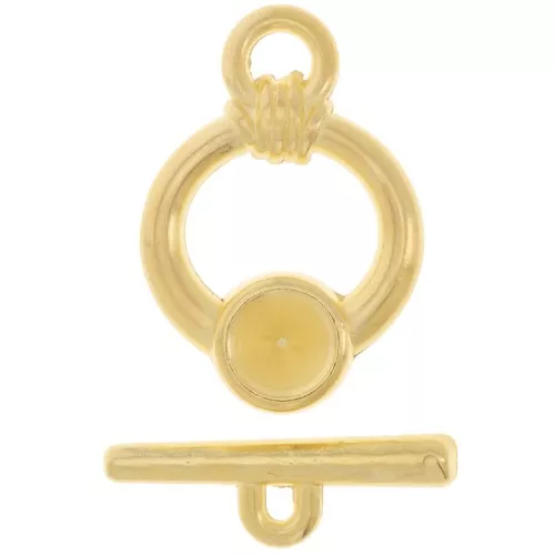 Fermoir T porte cabochon 1122 8 mm - Doré à l'or fin x1