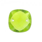 Intercalaire facetté 2 trous carré 10 mm imitation gemme - Hydro Peridot x1