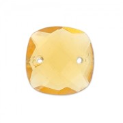 Intercalaire facetté 2 trous carré 10 mm imitation gemme - Hydro Citrine x1|raw }}