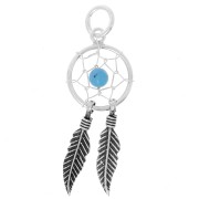 Pendentif attrape rêves 19 mm Argent 925/Turquoise x1|raw }}
