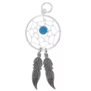 Pendentif attrape rêves 12 mm Argent 925/Turquoise x1