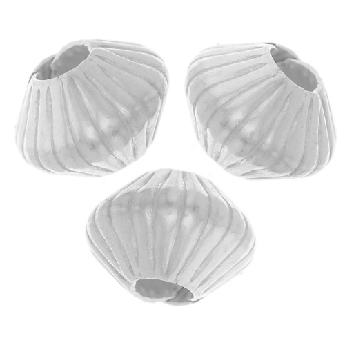 Perles toupies aplaties striés 6x5 mm - Argent 925 x10