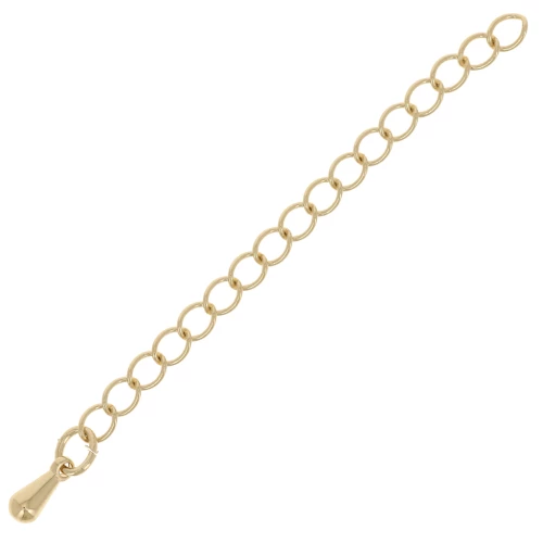 Chaînette d'extension maille Rombo 60 mm et petite goutte - Plaqué or 3 microns x1