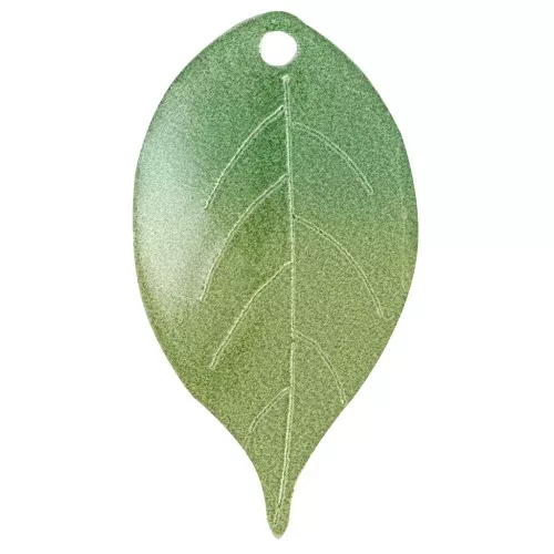 Pendentif feuille 26x14 en résine - Dégradé Vert - Vert foncé x1