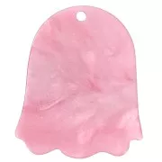 Pendentif fleur 22.5x19 en acétate - Rose nacré - Doré x1