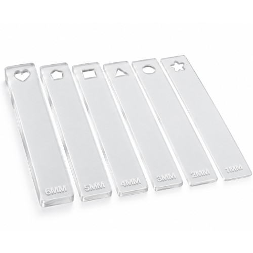 Cales pour étaler la pâte polymère - 1 mm à 6 mm - Transparent x12
