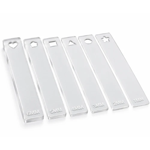 Cales pour étaler la pâte polymère - 1 mm à 6 mm - Transparent x12