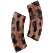 Perles tubes incurvés 35x11 mm acrylique opaque - Motif léopard - Marron - Noir x4