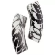 Perles tubes incurvés 35x11 mm acrylique opaque - Motif serpent - Blanc - Noir x4
