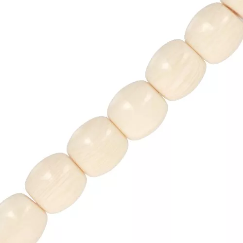 Perles tubes en résine opaque 11.5x11 mm - Crème marbré x37cm