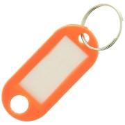 Porte clés avec étiquette 48.5x22 mm en plastique pour grigri de sac - Orange x1