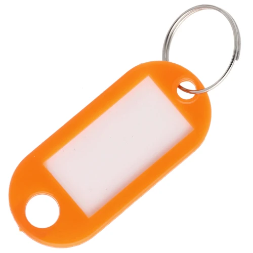 Porte clés avec étiquette 48.5x22 mm en plastique pour grigri de sac - Orange x1
