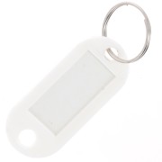Porte clés avec étiquette 50x22 mm en plastique pour grigri de sac - Blanc x1|raw }}