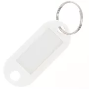 Blanc - Porte clés avec étiquette 50x22 mm en plastique pour grigri de sac - Blanc x1 Porte clés avec étiquette 50x22 mm en plastique pour grigri de sac - Blanc x1