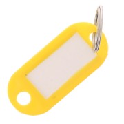 Porte clés avec étiquette 50x22 mm en plastique pour grigri de sac - Jaune x1