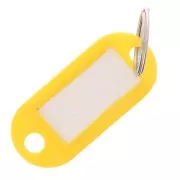 Jaune - Porte clés avec étiquette 50x22 mm en plastique pour grigri de sac - Jaune x1 Porte clés avec étiquette 50x22 mm en plastique pour grigri de sac - Jaune x1