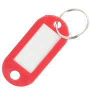Porte clés avec étiquette 50x22 mm en plastique pour grigri de sac - Rouge x1|raw }}