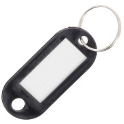 Porte clés avec étiquette 50x22 mm en plastique pour grigri de sac - Noir x1|raw }}