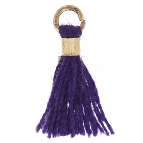 Pompon imitation coton 12 mm avec attache perle - Doré - Violet x1