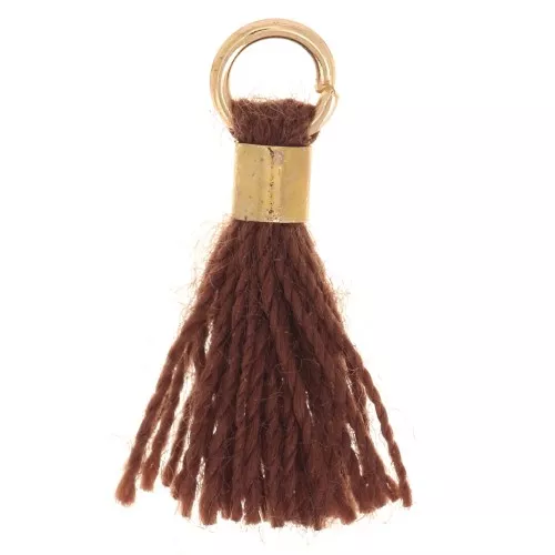 Pompon imitation coton 12 mm avec attache perle - Doré - Marron x1