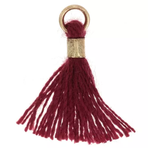 Pompon imitation coton 12 mm avec attache perle - Doré - Bordeaux x1