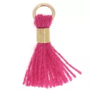 Fuchsia - Pompon imitation coton 12 mm avec attache perle - Doré - Fuchsia x1 Pompon imitation coton 12 mm avec attache perle - Doré - Fuchsia x1