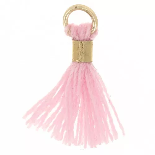 Pompon imitation coton 12 mm avec attache perle - Doré - Rose x1