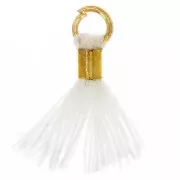 Blanc - Pompon imitation coton 12 mm avec attache perle - Doré - Blanc x1 Pompon imitation coton 12 mm avec attache perle - Doré - Blanc x1