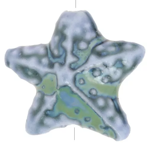 Perle étoile de mer 19x21 mm en céramique - Marbré Bleu - Vert x1