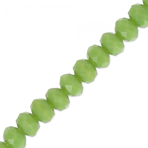 Perles rondelles facettées - rondes aplaties -3x2 mm Olivine Opaque x35cm