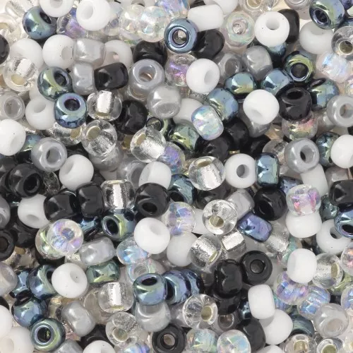 Mix de rocailles Miyuki 8/0 - Black and White x8g
