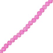 Perles rondelles facettées - rondes aplaties -4x3 mm Hot Pink x41cm