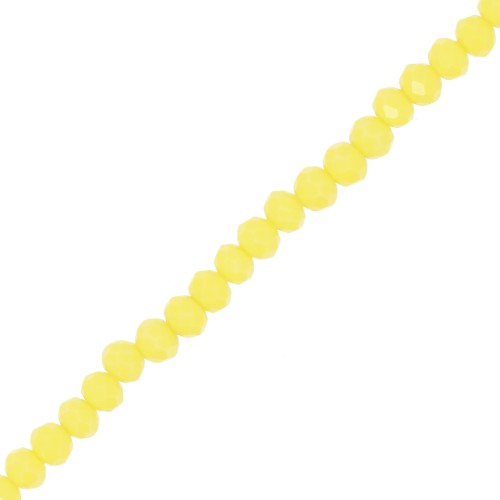 Perles rondelles facettées - rondes aplaties 4x3.5 mm - Jaune Opaque x40cm