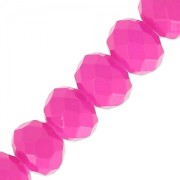 Perles rondelles facettées - rondes aplaties -6x5 mm Hot Pink Opaque x40cm