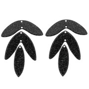 Set de 6 pendentifs feuilles 62x45 mm en acrylique à monter - Pailleté noir|raw }}