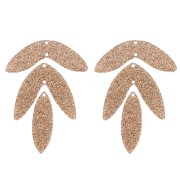 Set de 6 pendentifs feuilles 62x45 mm en acrylique à monter - Pailleté bronze|raw }}