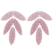 Set de 6 pendentifs feuilles 62x45 mm en acrylique à monter - Pailleté vieux rose|raw }}