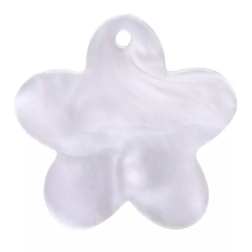 Breloque fleur 19 mm en acétate - Blanc nacré x1