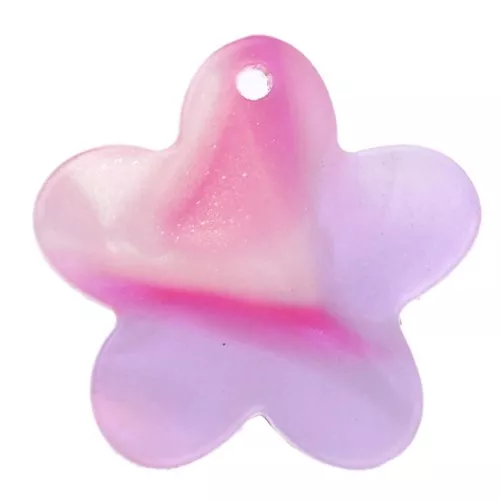 Breloque fleur 19 mm en acétate - Ecaille de tortue - Rose - Violet x1