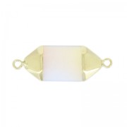 Intercalaire pointe hexagone 2 anneaux 38 mm imitation Opale /doré x1