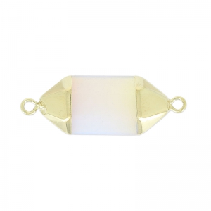 Intercalaire pointe hexagone 2 anneaux 38 mm imitation Opale /doré x1