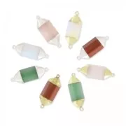 Intercalaire pointe hexagone 2 anneaux 38 mm imitation Opale /doré x1