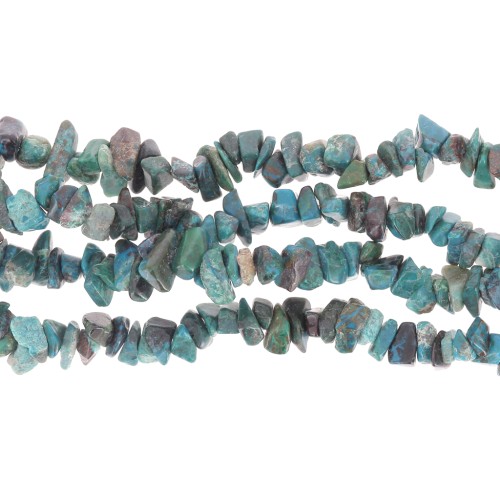 Perles chips 8 - 11 mm en pierre gemme - Chrysocolle x81cm